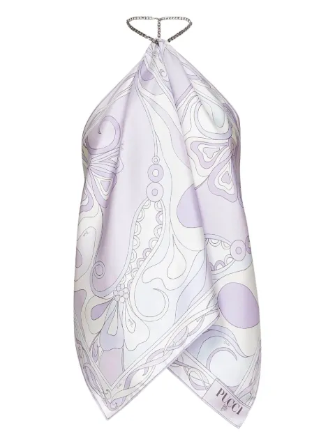 PUCCI chain-embellished Orchidee-print top