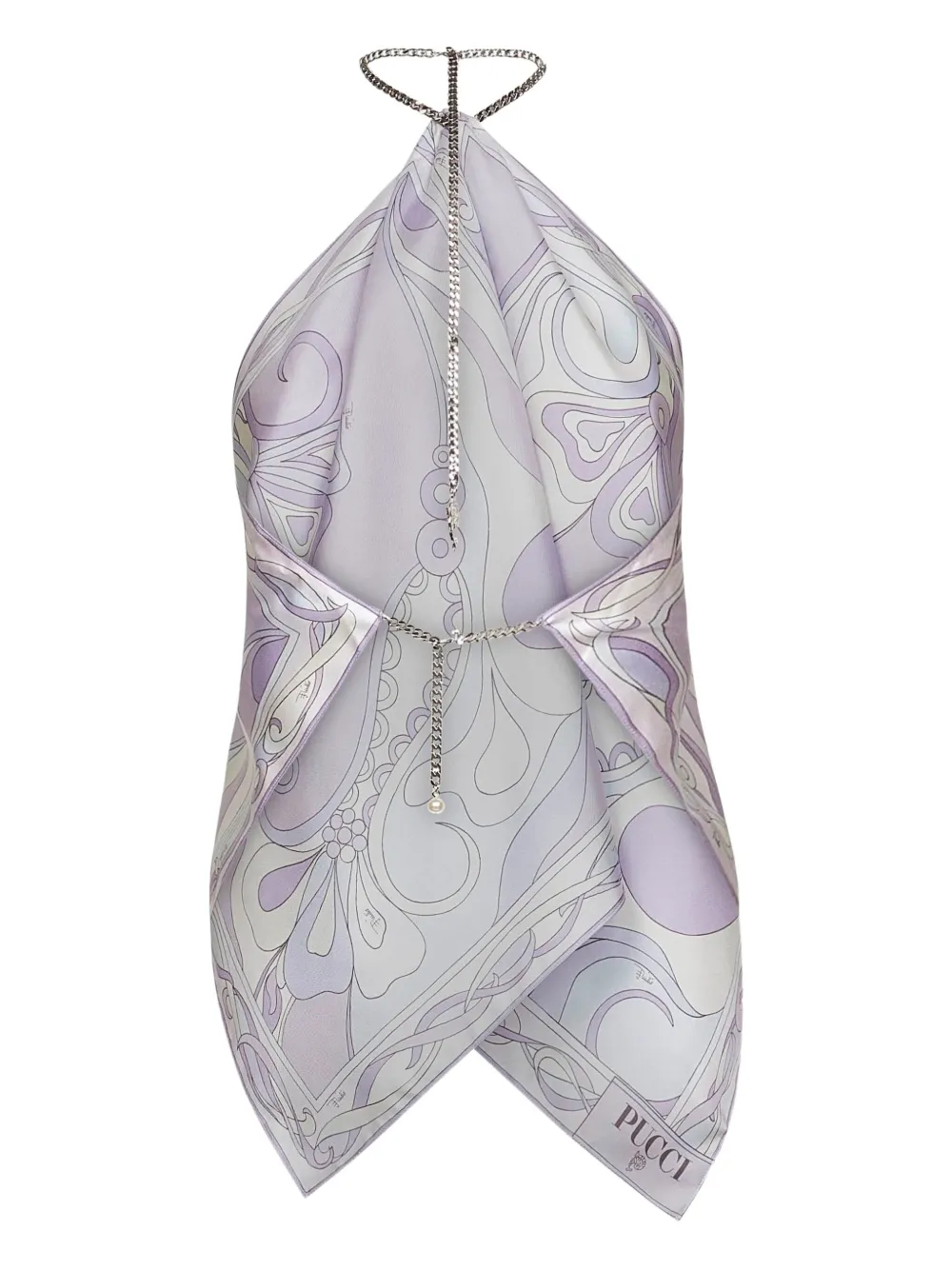 PUCCI chain-embellished Orchidee-print top - Paars