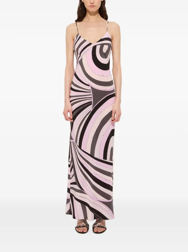 pucci printed silk maxi dress Orchidee Print Long Dress  PUCCI