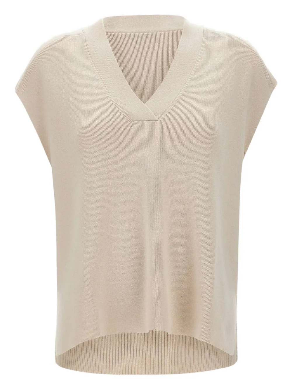 ELENA MIRO` V-neck ribbed top | White | Image 1