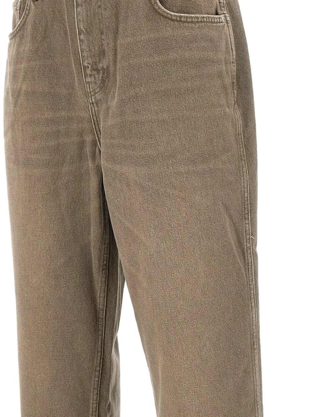 Represent Mens Washed Olive Baggy Straight-leg Denim Jeans In Brown