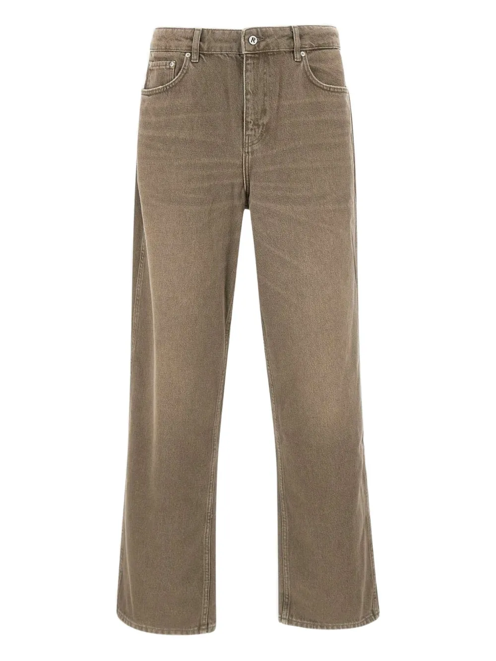 Represent Mens Washed Olive Baggy Straight-leg Denim Jeans In Brown