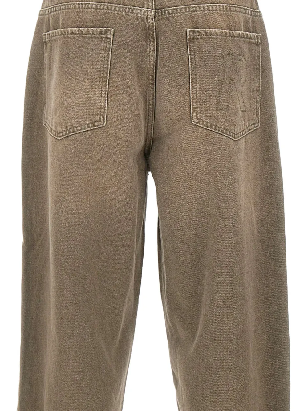 Represent Mens Washed Olive Baggy Straight-leg Denim Jeans In Brown