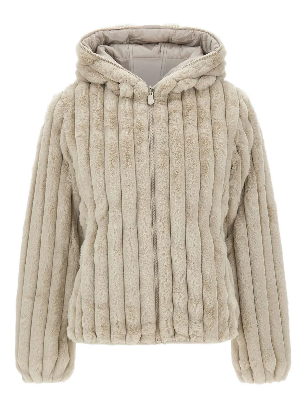 Save The Duck ribbed hooded jacket | Neutrals | Image 1