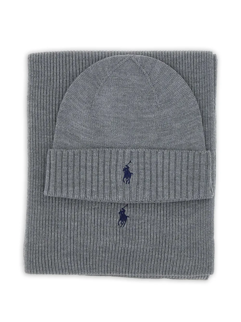 Polo Ralph Lauren ribbed-knit beanie set | Grey | Image 1