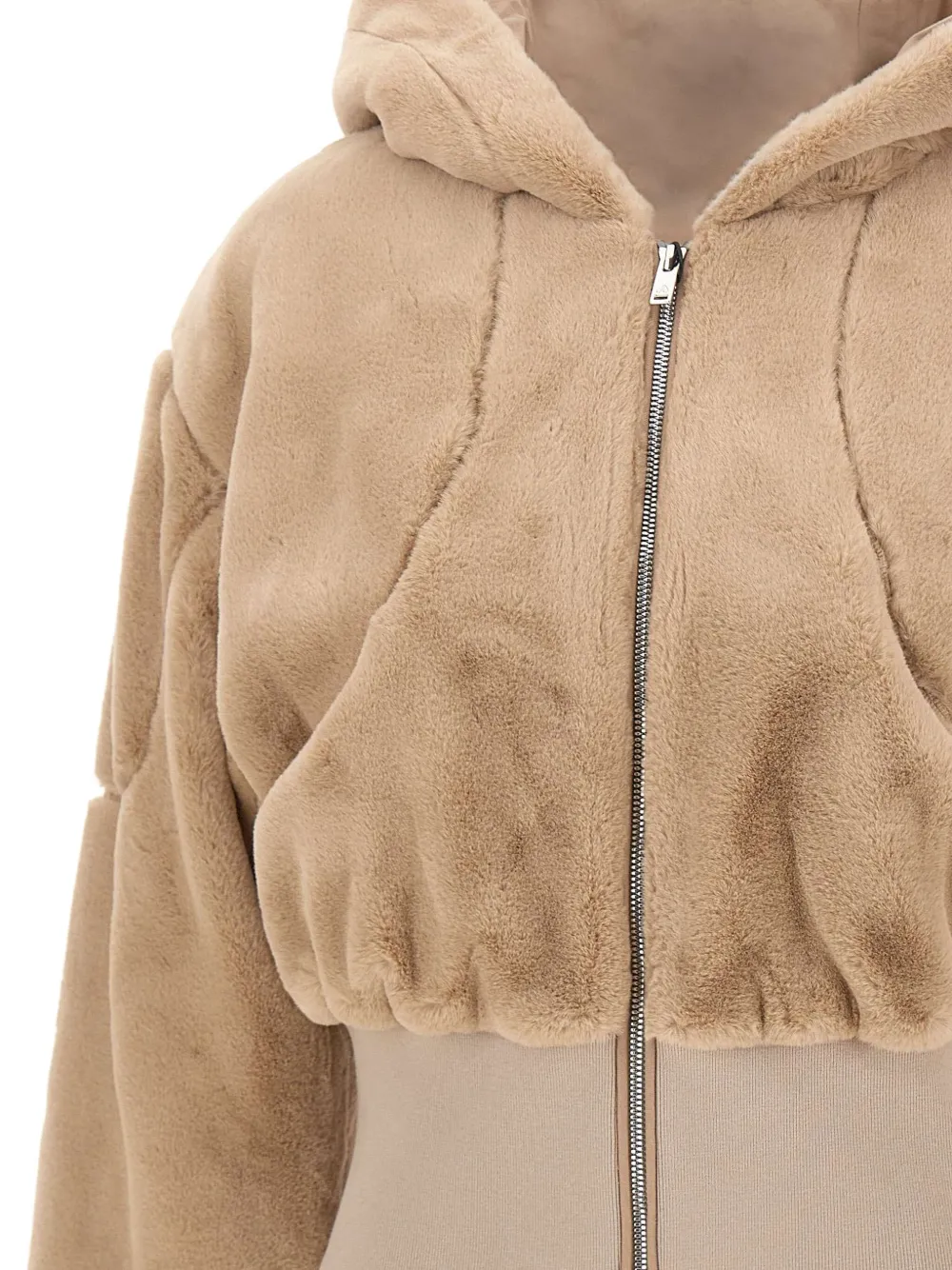 Moose Knuckles Hooded Faux-fur Jacket In Neutral