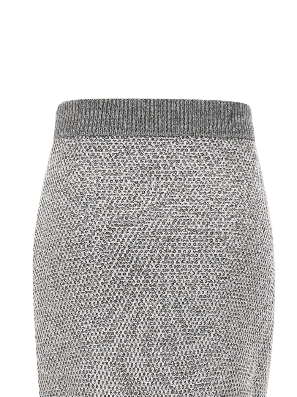 Elisabetta Franchi Short Knitted Skirt With Sequins In Gray