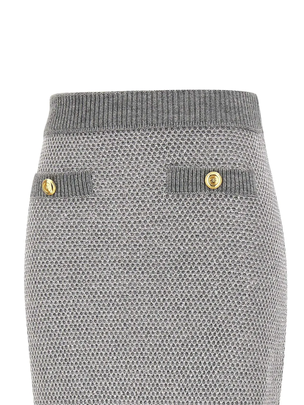 Elisabetta Franchi Short Knitted Skirt With Sequins In Gray