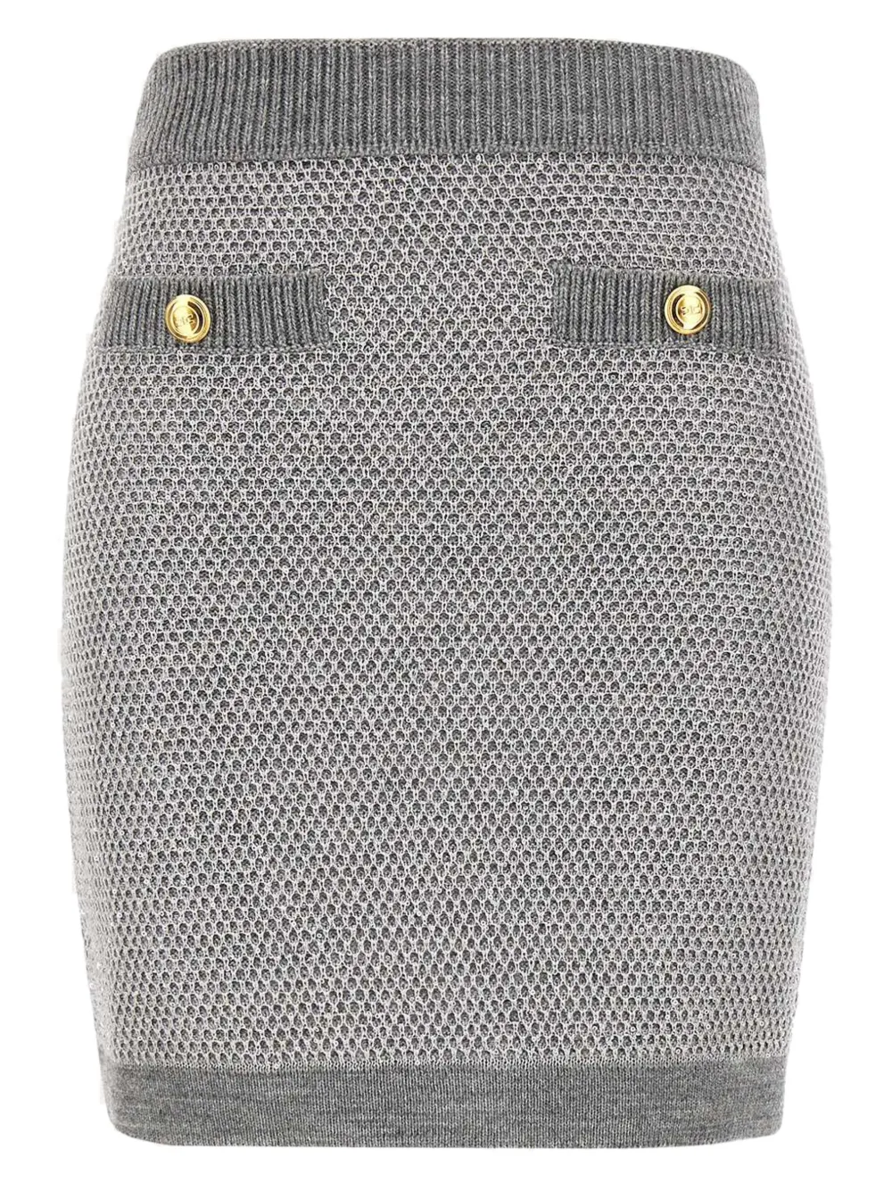 Elisabetta Franchi Short Knitted Skirt With Sequins In Gray