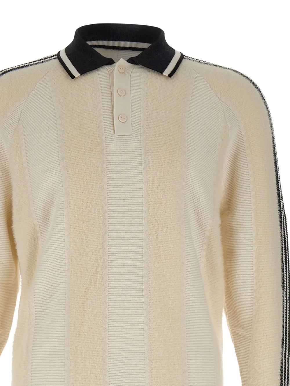 Adidas Originals Polo-neck Stripe-detail Sweater In Neutral