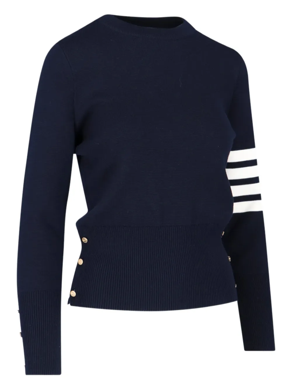 Thom Browne Four-bar Ribbed Sweater In Blue