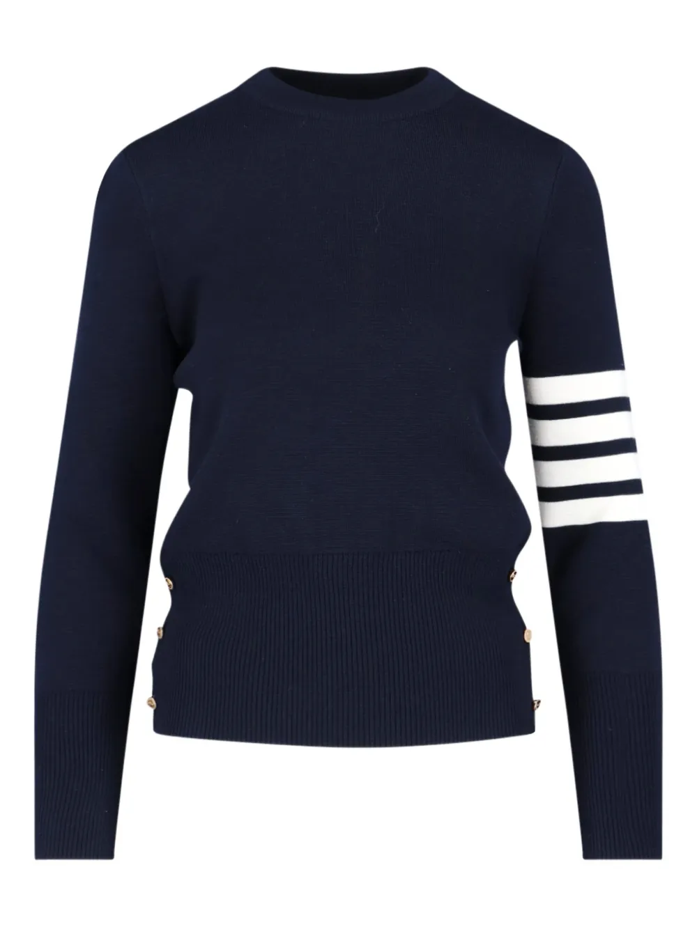 Thom Browne Four-bar Ribbed Sweater In Blue