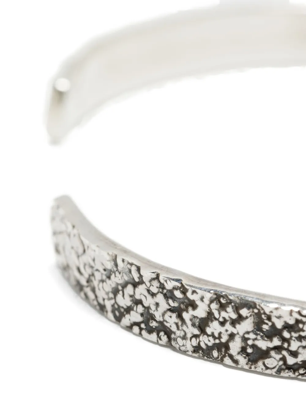 Obsidian Textured Cuff Bracelet In Silver