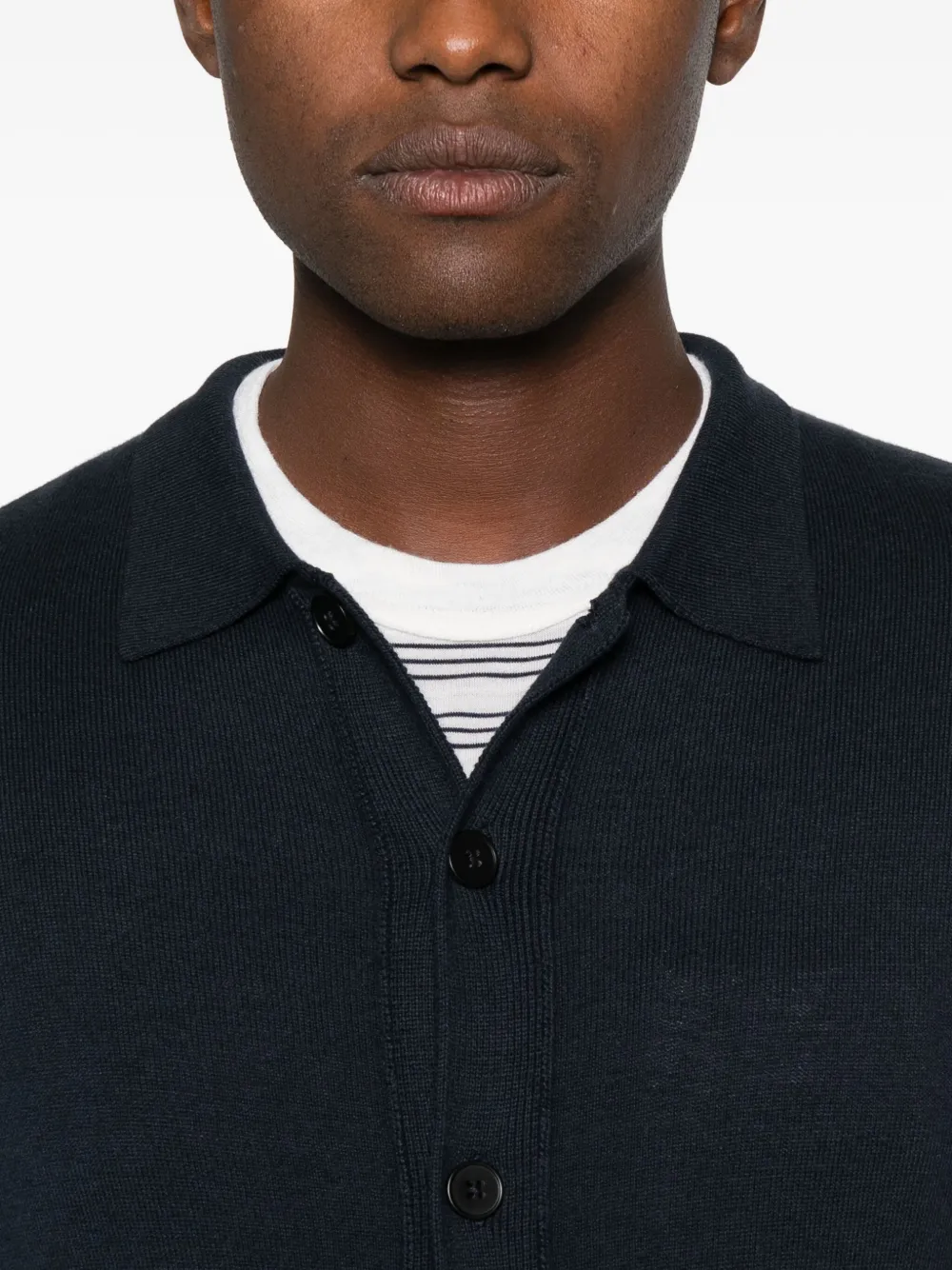 People Of Shibuya Buttoned Polo-collar Cardigan In Black
