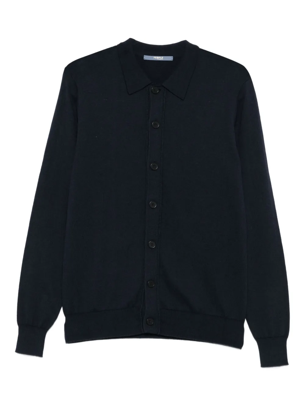 People Of Shibuya Buttoned Polo-collar Cardigan In Black