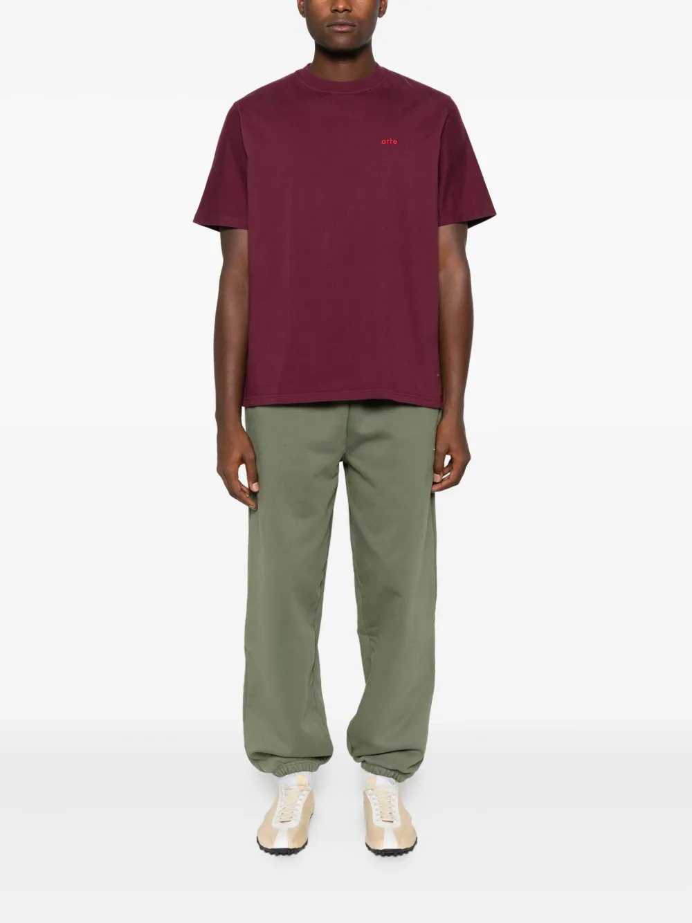 Arte Antwerp Logo-embroidered T-shirt In Burgundy