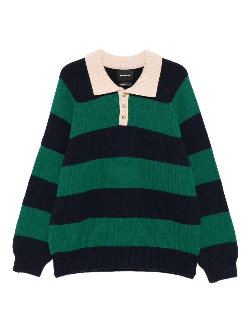 Howlin' pull rayé à col polo | vert | Image 1