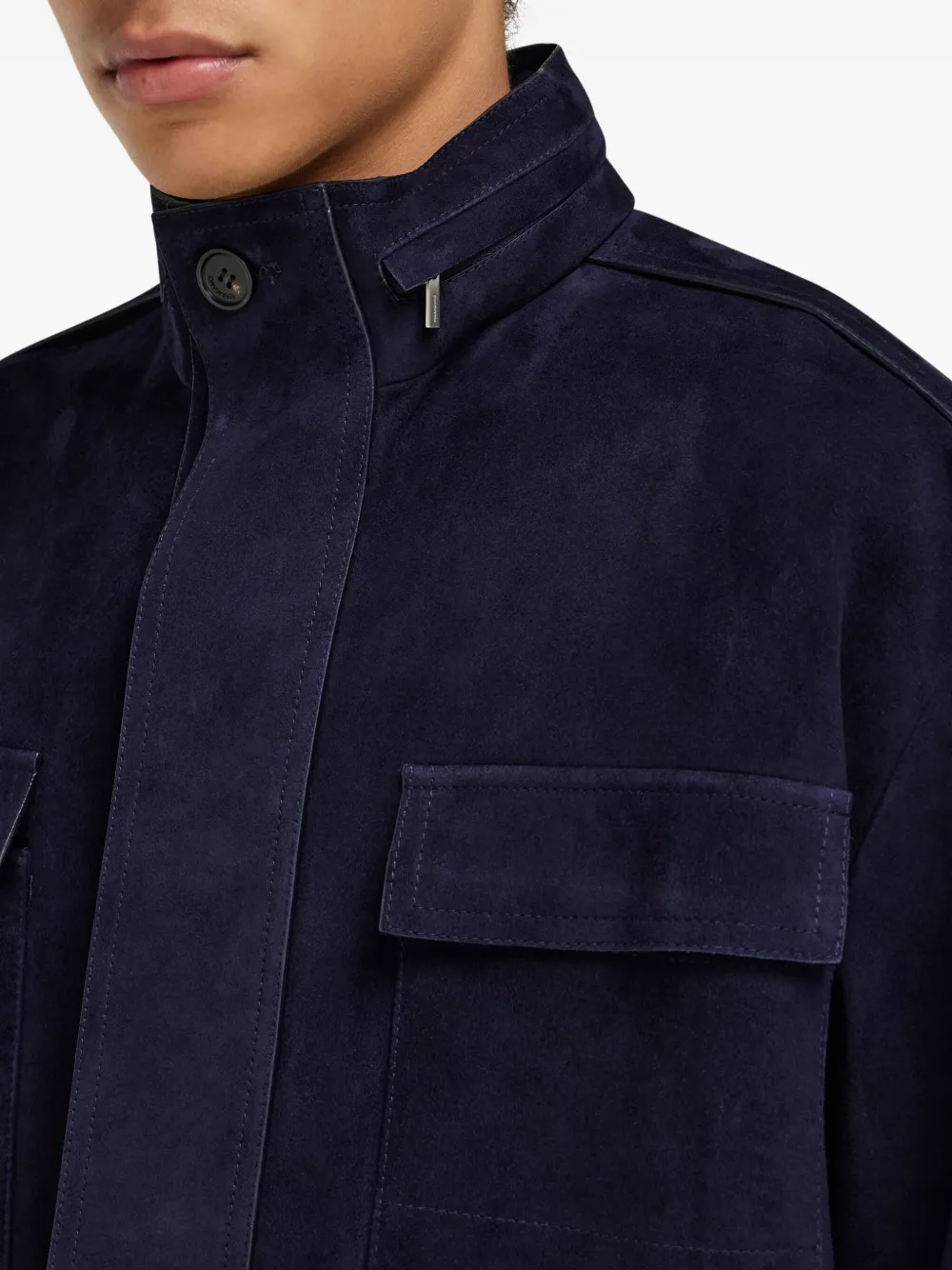utility pockets suede blouson