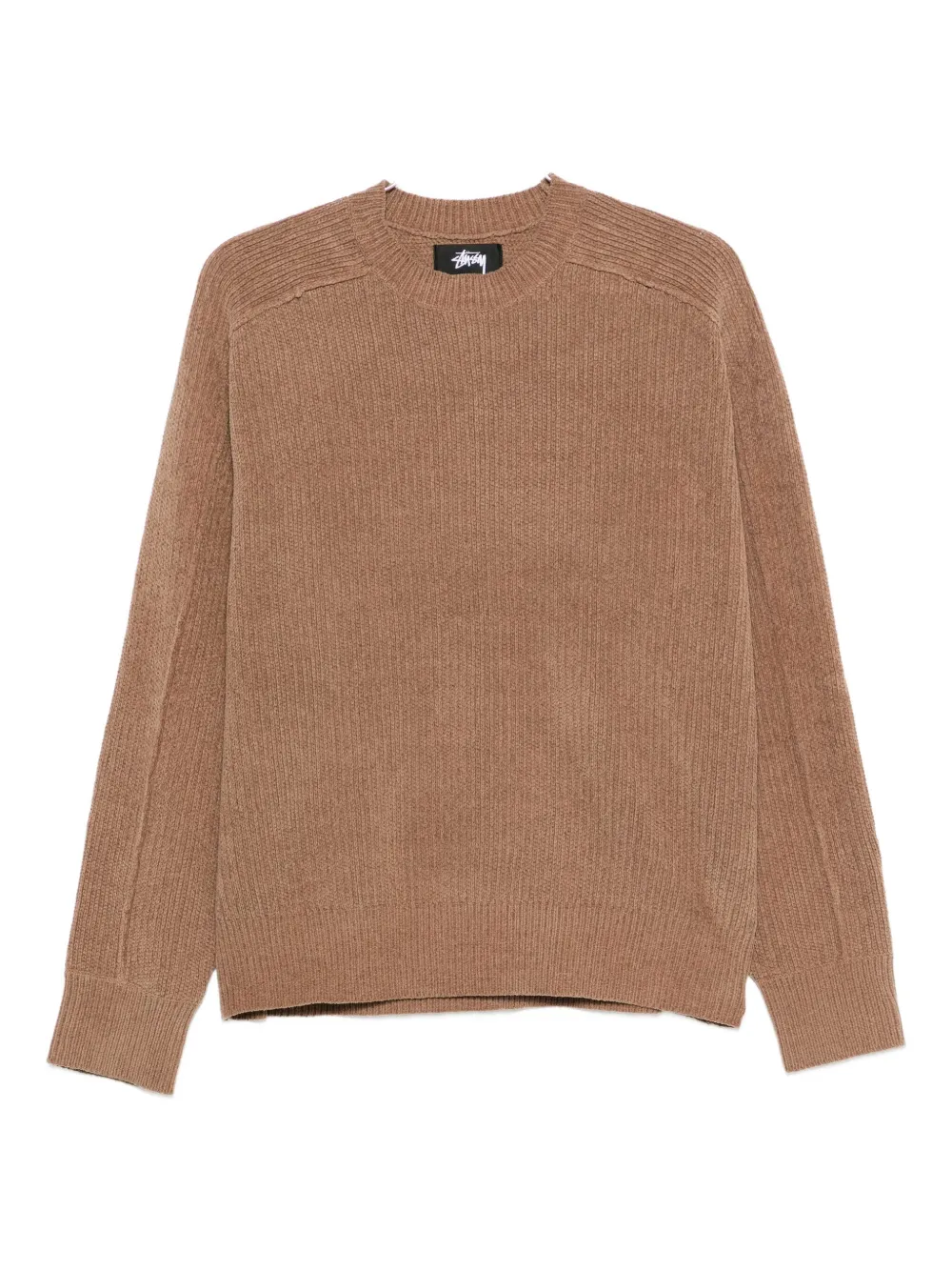 Stussy Ribbed Crew-neck Sweater In Brown