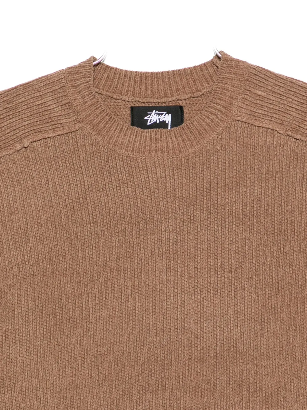 Stussy Ribbed Crew-neck Sweater In Brown