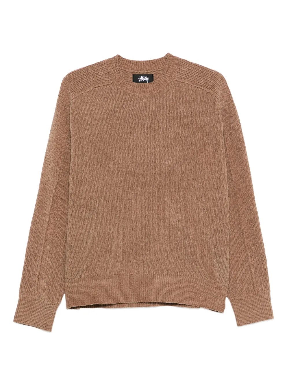 Stüssy suéter tejido de canalé con cuello redondo | marrón | Image 1