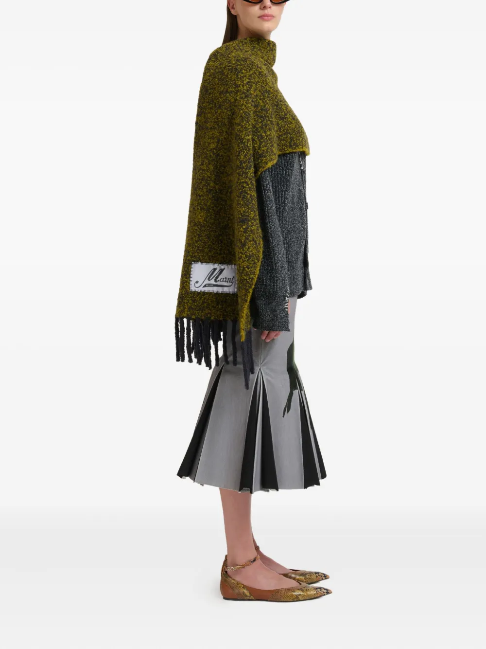 Marni Vest met geborduurd logo en V-hals Grijs