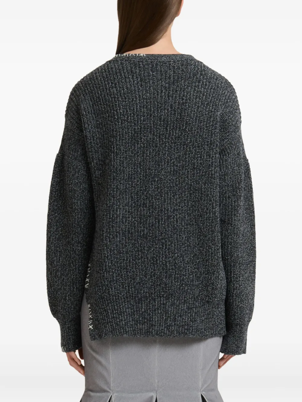 Marni Vest met geborduurd logo en V-hals Grijs