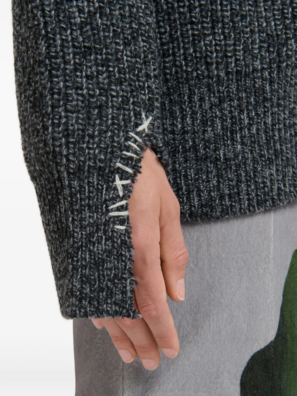 Marni Vest met geborduurd logo en V-hals Grijs