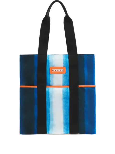 Marni striped tape-handles tote bag