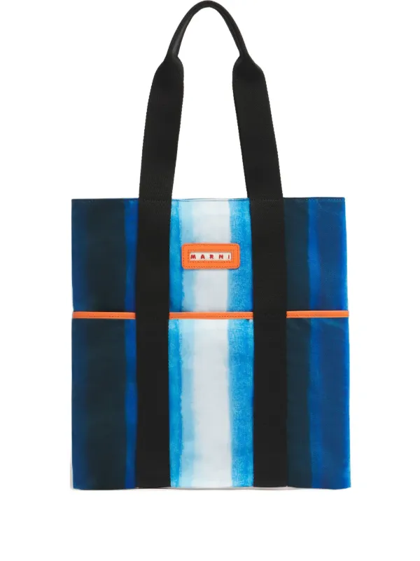 Marni Striped tape-handles Tote Bag Blue FARFETCH BH