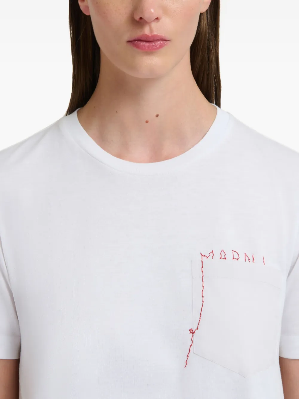 Marni T-shirt met zak en logo Wit
