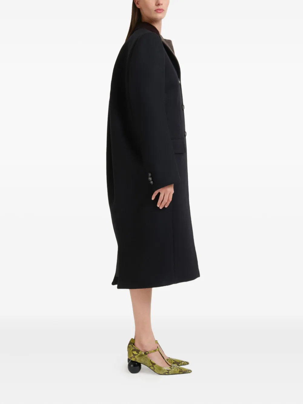 Marni Four-button Wool-felt Coat In Black
