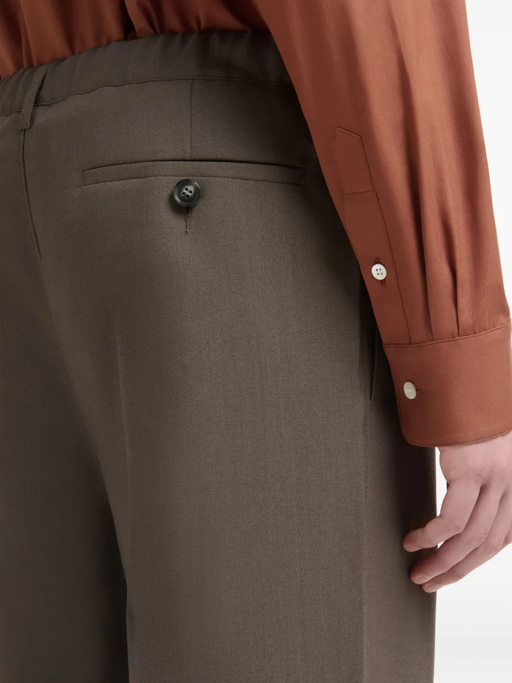 Marni Brown Wool Trousers With Elasticated Waistband In Brown