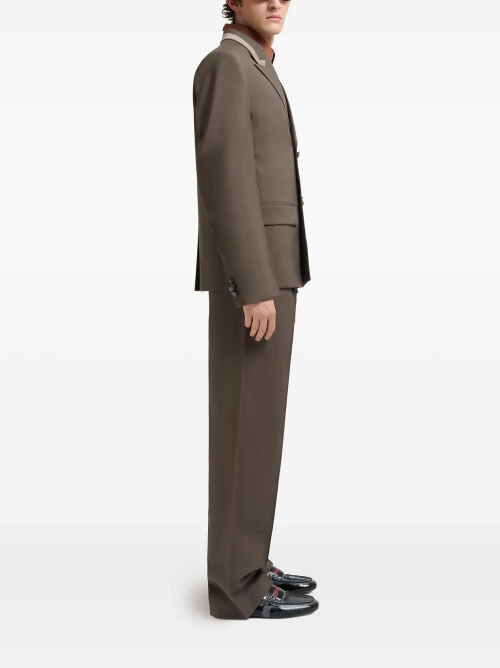 Marni Brown Wool Trousers With Elasticated Waistband In Brown