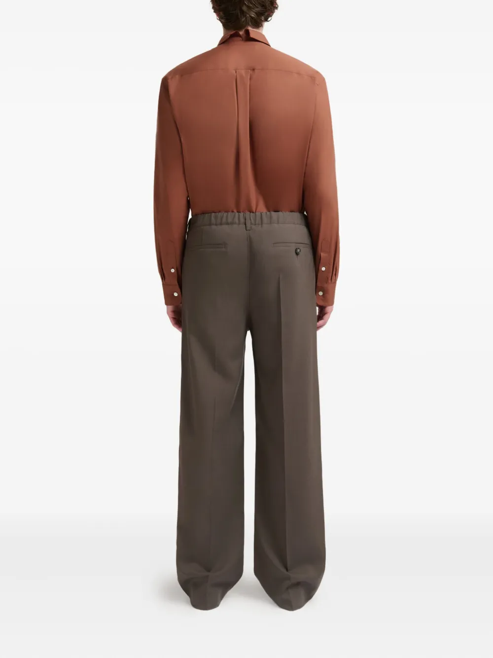 Marni Brown Wool Trousers With Elasticated Waistband In Brown