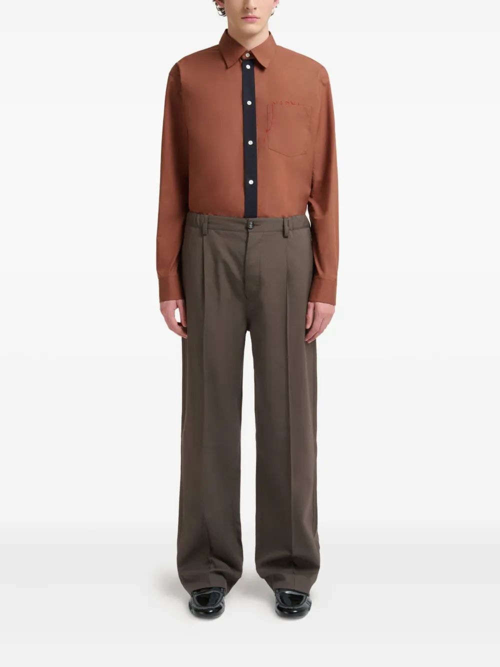 Marni pleated wide-leg trousers - Bruin