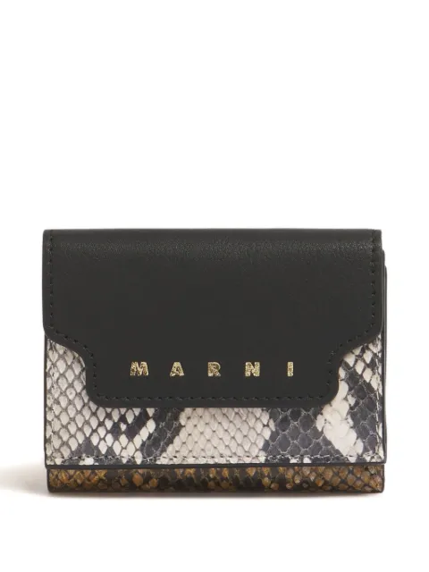 Marni leather python-print wallet