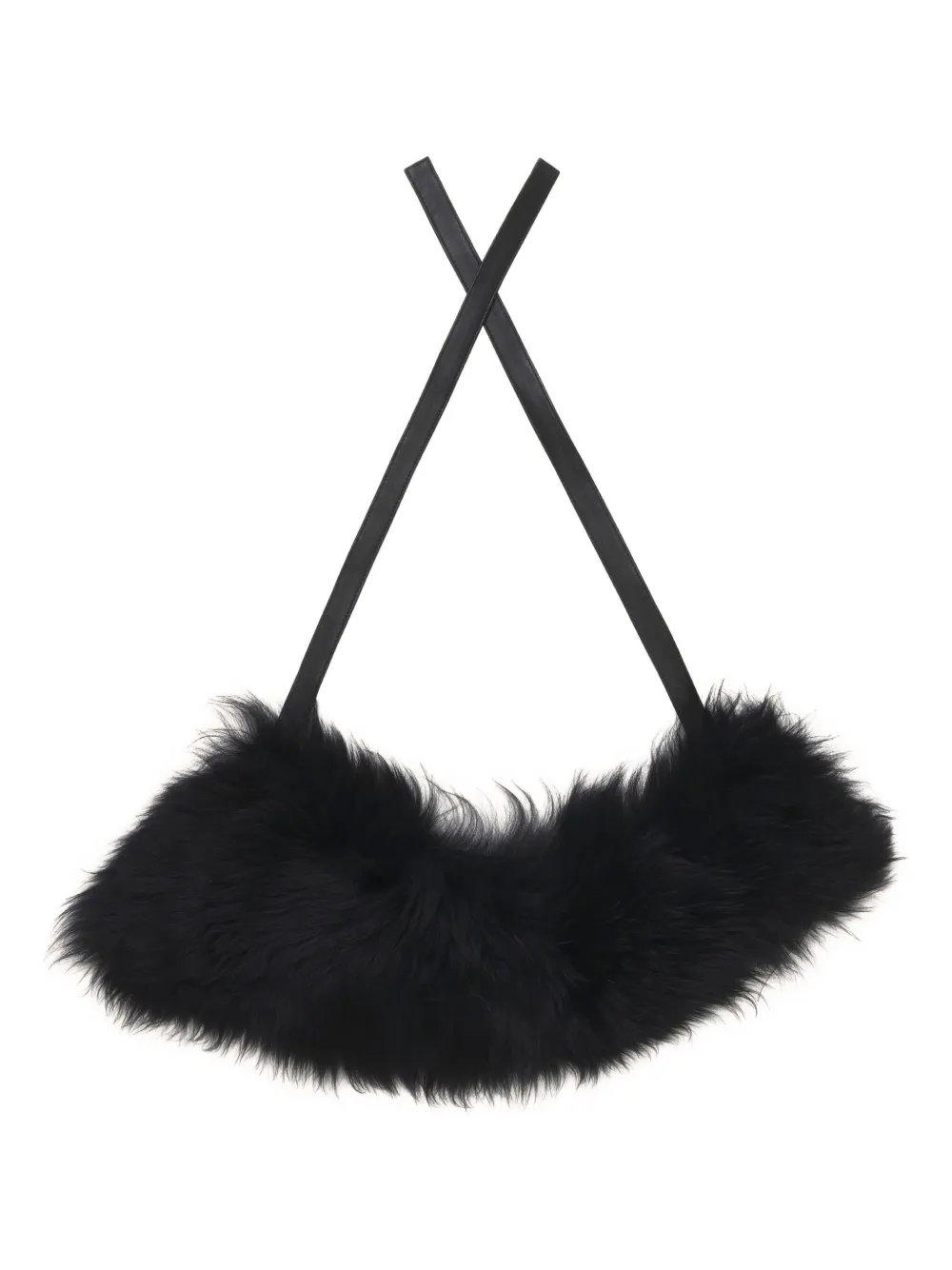 Marni shearling leather-tie collar | Black | Image 1