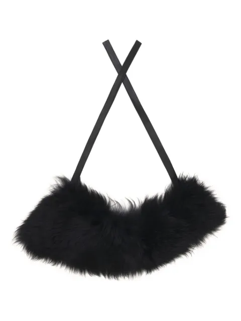 Marni shearling leather-tie collar