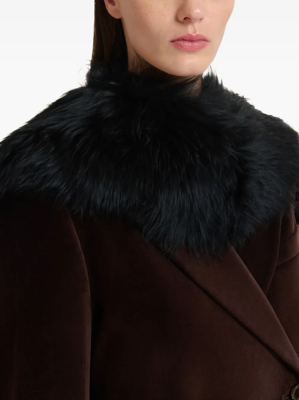 Marni Shearling Leather-tie Collar In Black