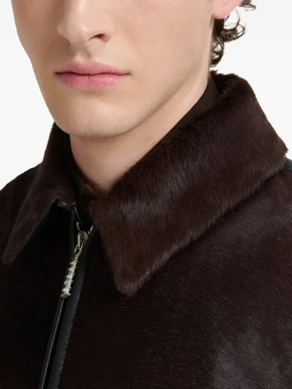 Marni calf-hair Leather Jacket | Brown | FARFETCH
