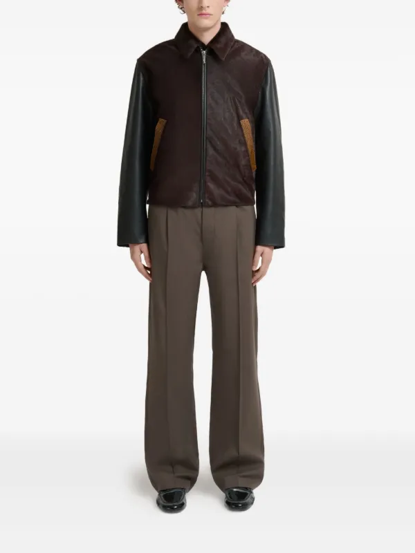 Marni calf-hair Leather Jacket | Brown | FARFETCH