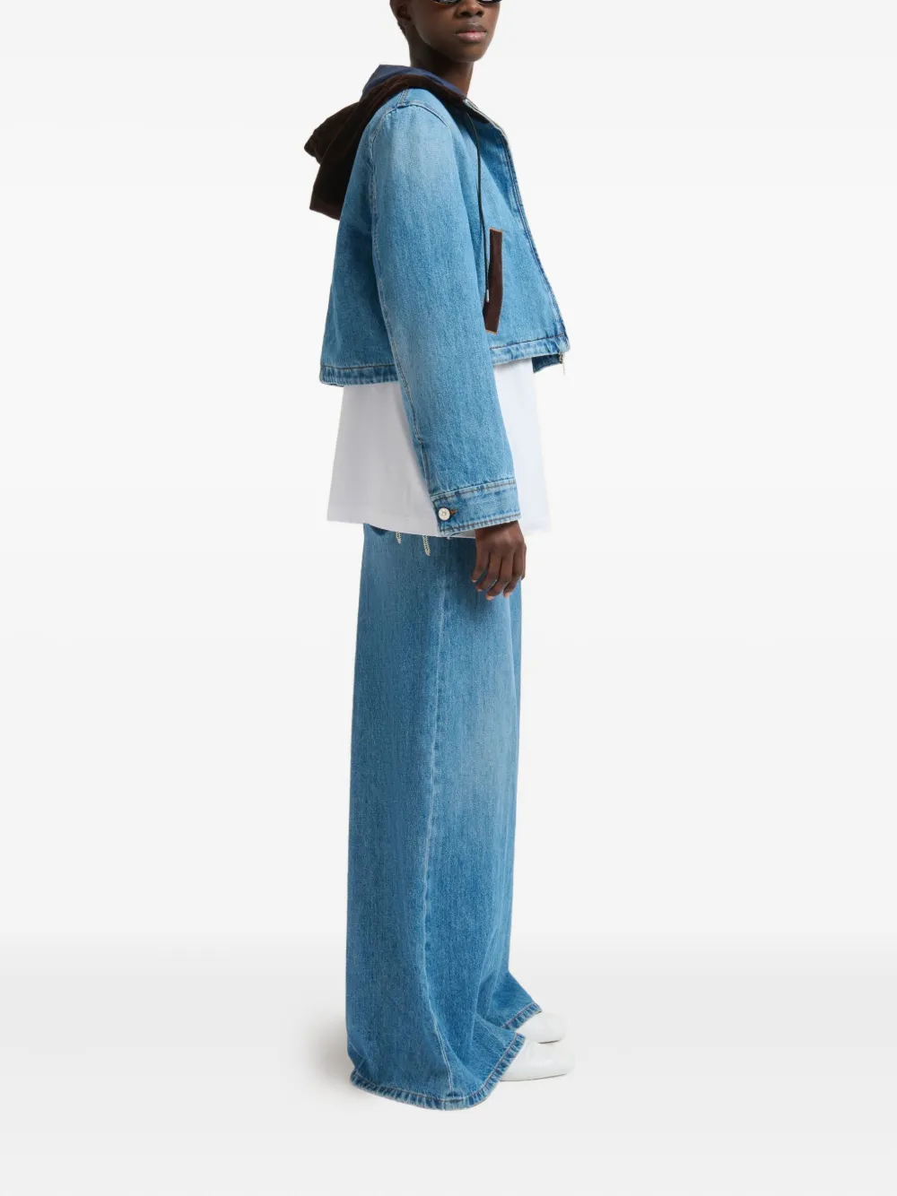 Marni Blue Denim Trousers With Velvet Waistband In Blue