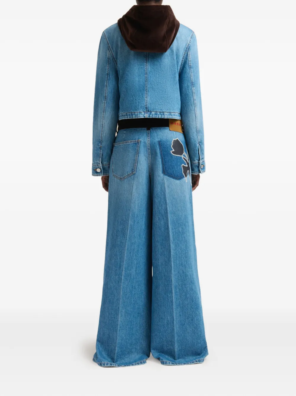Marni Blue Denim Trousers With Velvet Waistband In Blue