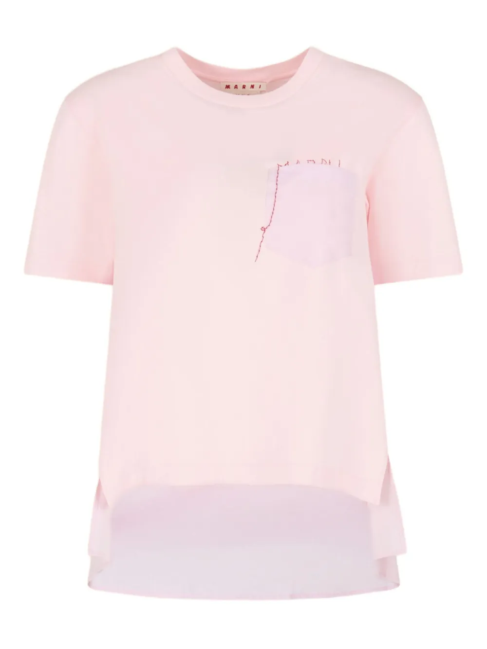 Marni Logo-embroidered Cotton T-shirt In Pink