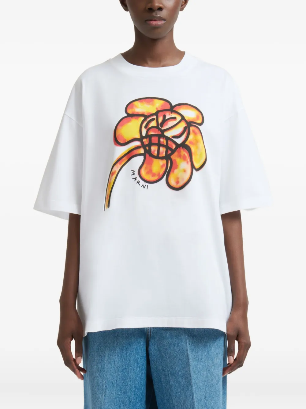 Marni X Slawn & Soldier Flower-print Cotton T-shirt In White