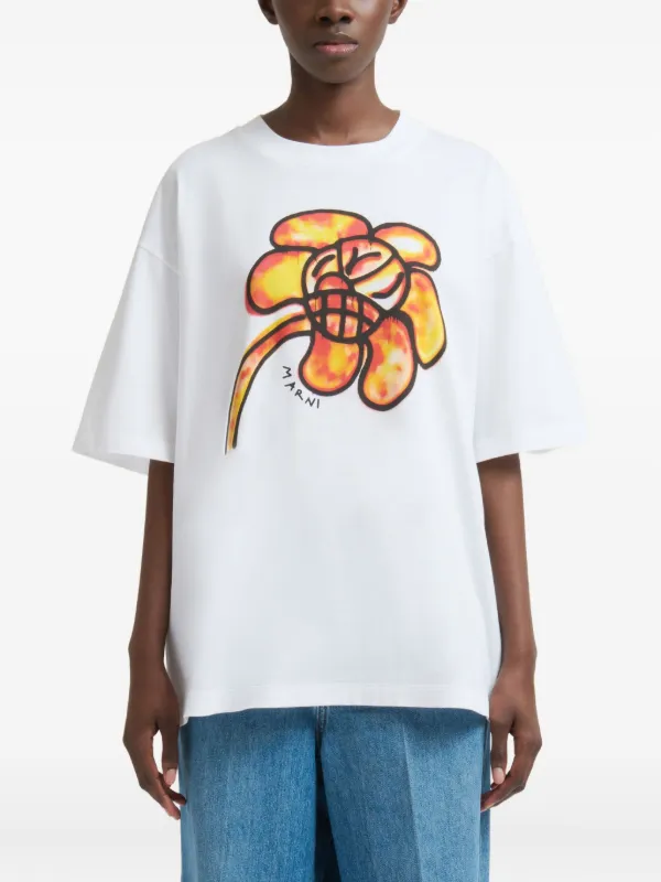 Marni x Slawn & Soldier flower-print Cotton T-shirt | White Marni x Slawn & Soldier flower-print Cotton T-shirt | White