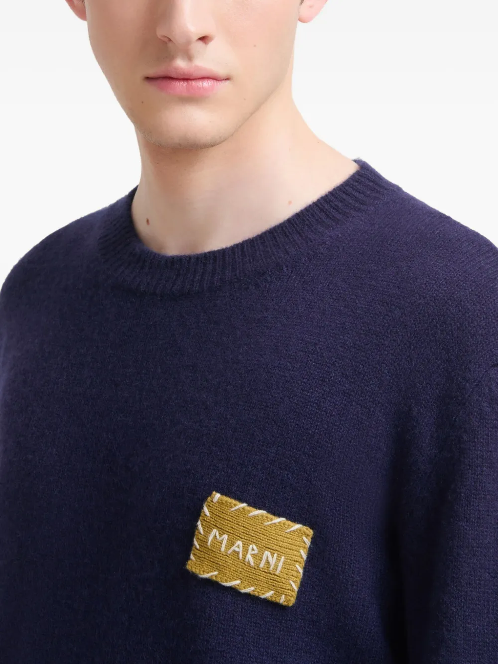 Marni Kasjmier sweater met logopatch Blauw