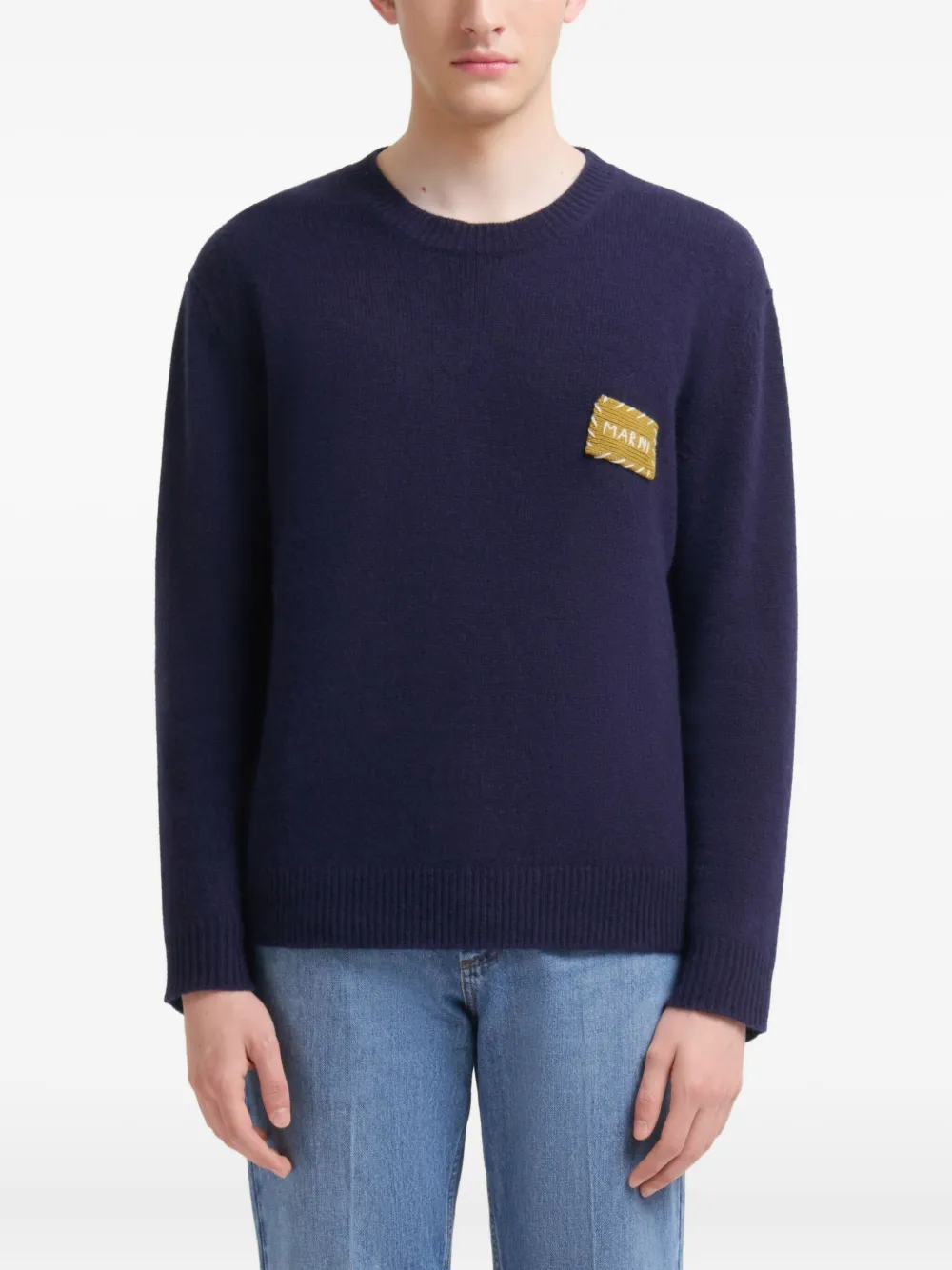 Marni Kasjmier sweater met logopatch Blauw