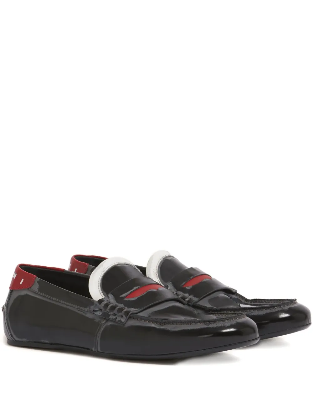 Marni penny-strap leather loafers Zwart